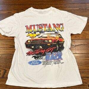 Ford Mustang Graphic Tee - White with Red and Yellow Accents